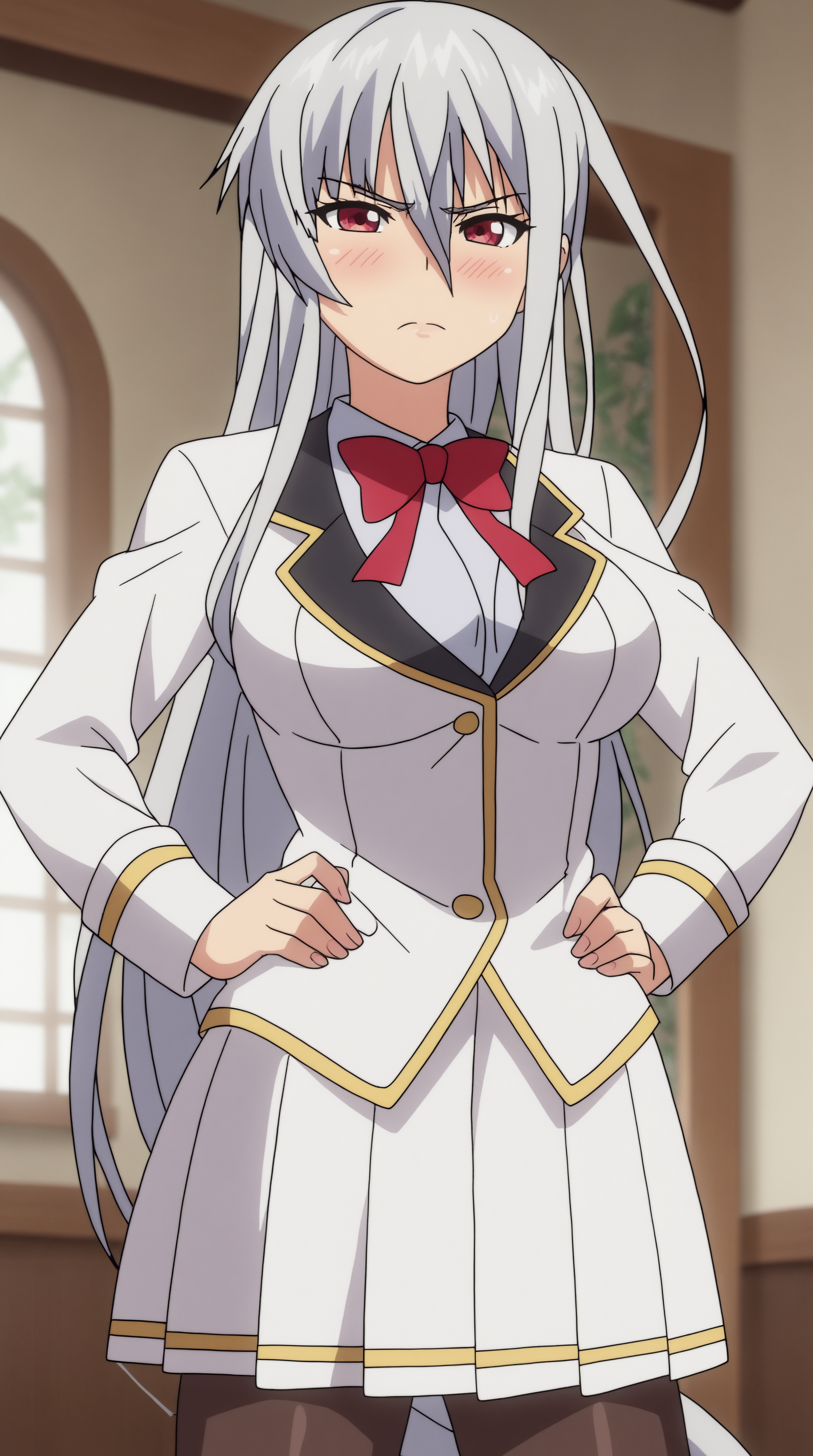 score_9, score_8_up, score_7_up,anime_source, source_anime, best background, detailed background, anime screencap, 4k, upscale,  Ruriko Miyako, Main Outfit, solo, indoors, hands on hips, blush, tsundere,  <lora:JN_Ruriko_Miyako_Pony:0.8>