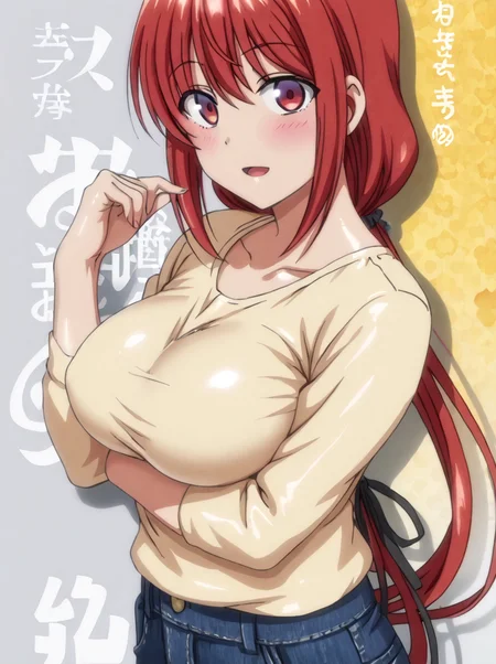 detailed background, shiny skin,
<lora:saimin.pony:1>
saimin, natsumi, 
casual clothing, large breasts,