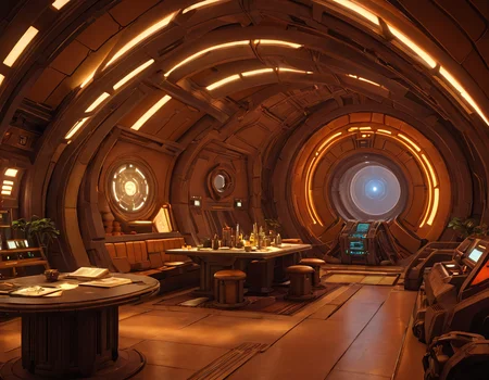 frelling, frelling interior, scenery,science fiction, warm lighting, a welcoming and friendly atmosphere, <lora:Frelling_Interior:1.0>