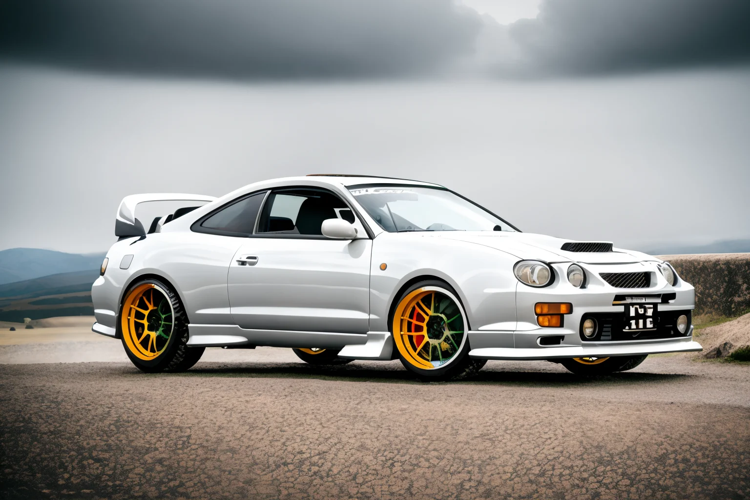polished steel CELICA6 built for rock crawling stands on concrete wall, custom car body modified for rock crawling, jumper car dance, import offroad tuner, big offroad futuristic tyres, bedlock rims, graffiti, sandstorm, photorealistic, shot by Sony a7iii <lora:CELICA6:0.8>