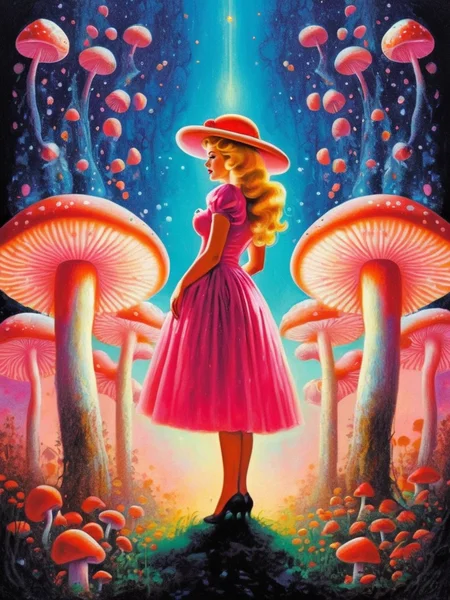 (Yvonne Coomber style:0.5), art by Kilian Eng, [photography:5], pinup, masterwork, digital painting, BREAK
princess peach in the mushroom kingdom, glowing mushrooms, psychedelic, [mystical background|cosmic landscape: 0.80], (sensual atmosphere:1.3)
<lora:YvonneCoomber:.2>