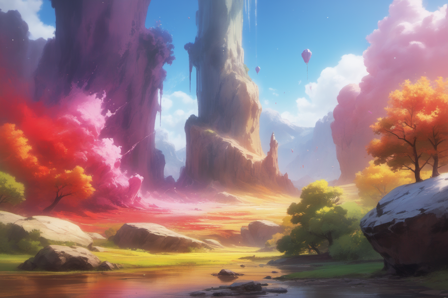 masterpiece, painted world,  colorful splashes, <lora:Painted World-000006:.5> by James Gurney and Aimej Homura, very detailed, unreal 5, 4K, amazing quality, Artstation in deviant art