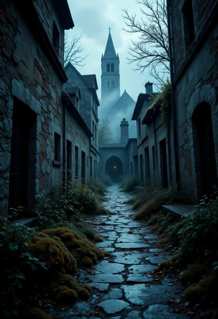 An abandoned village, with overgrown streets and crumbling buildings, glowing spirits wandering aimlessly through the ruins.
, aidmaHalloweenBoost, aidmafluxpro1.1, aidmaimageupgrader, aidmaHyperrealism