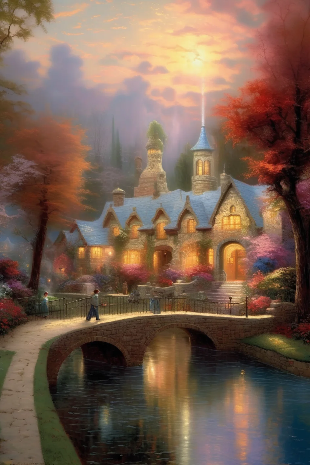 <lora:Thomas Kinkade Style:1>Thomas Kinkade Style - one thousand masterpieces of modern and ancient art, in the style of thomas kinkade