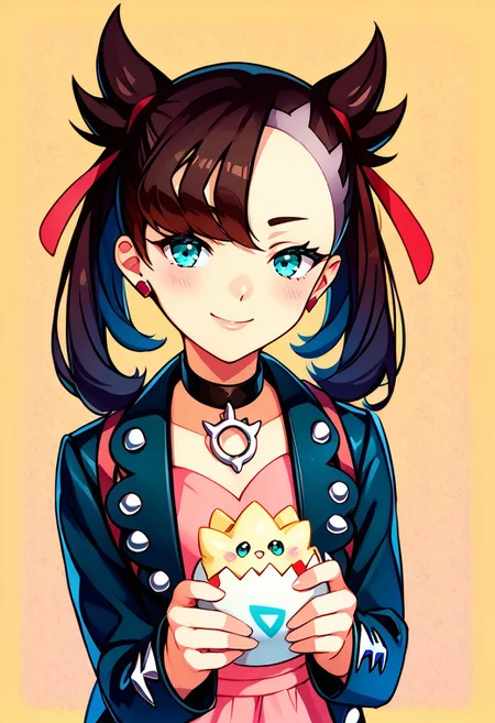 score_9, score_8_up, score_8, cute,
rating safe,
BREAK,
holding tgpi, smile, blush, leaning forward, upper body, source anime,
zzMarnie, aqua eyes, black choker, red ribbon, pink dress, jewelry, black jacket, open clothes, long sleeves,
BREAK,
smile, looking at viewer,
zPDXL, Expressiveh