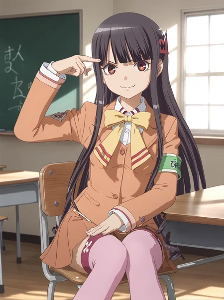 detailed background, shiny skin, posing, rating safe,
<lora:ashigara.pony:1>,
ashigara,
smug, 
sit, desk, chair, classroom, looking at viewer,