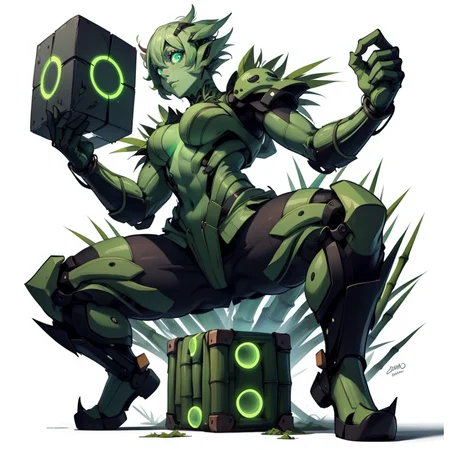 (simple background:1.2), ( white background:1.2), full body,looking at viewer,
1girl, lifting a giant cube, suit, miniskirt,office lady,
monster girl, colored skin, multicolored skin,
petite body, tired , expressionless,
glowing skin,
<lora:BambooTech-20:0.8>, bambootech , scifi, bamboo, fibers ,