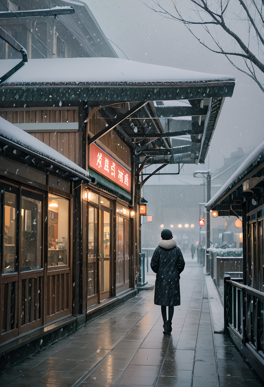 score_9,score_8_up,score_7_up,8k,,ruanyi0732,snowing,gas station,
1girl,<lora:0732 winter_v1_pony:1>