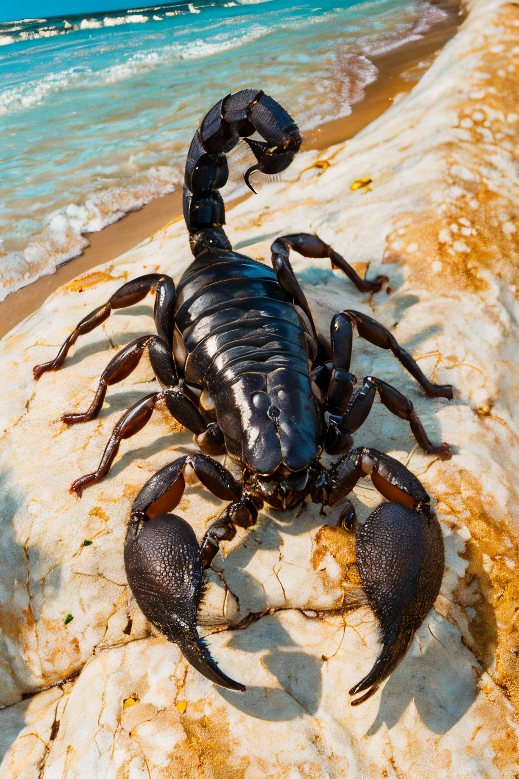 (Realistic:1.5) EdobScorpion, signature, science fiction, shadow, turtle, flower, beach, photo background, food, acrylic paint (medium), simple background, <lora:EdobScorpionPhotoReal_v1.0:0.8>