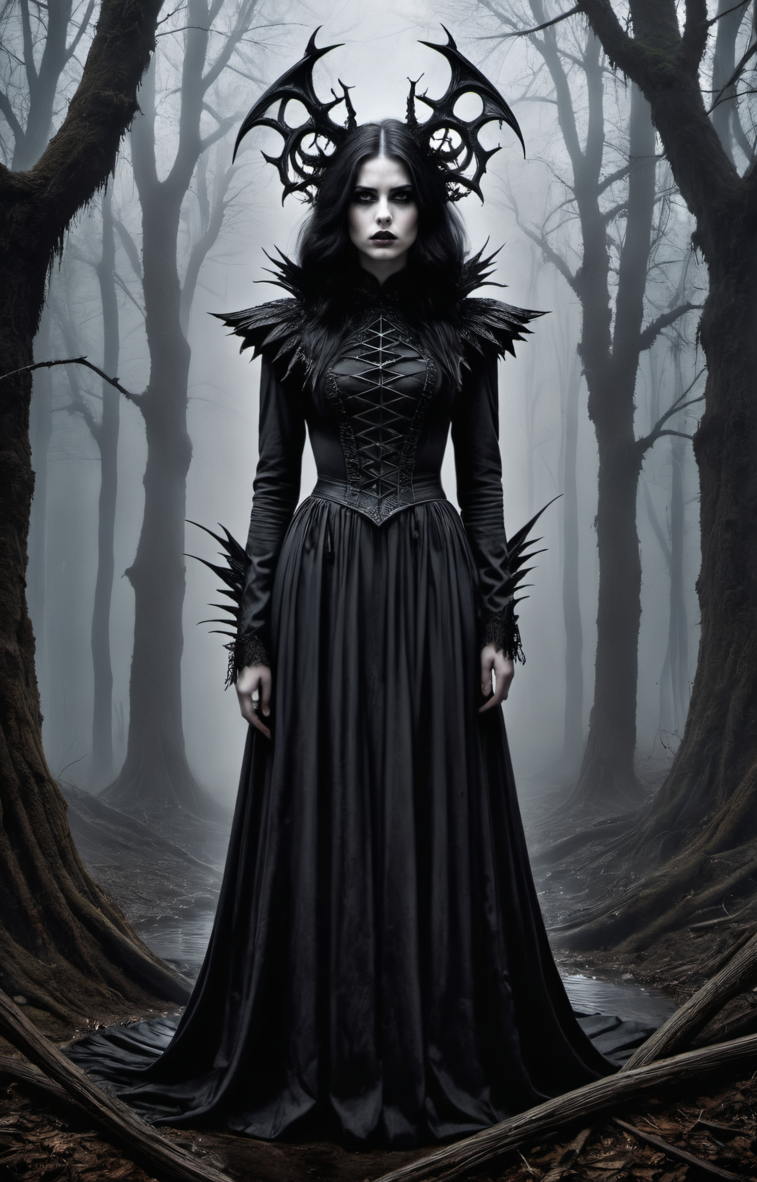 Horror-themed create an award-winning photograph of a young woman exploring an original and unconventional theme that captivates and amazes the viewer.  Push boundaries of traditional concepts,infusing the image with creativity and wonder,leaving a lasting impression on those who behold it.,absurdres,intricately detailed,32K, . Eerie, unsettling, dark, spooky, suspenseful, grim, highly detailed