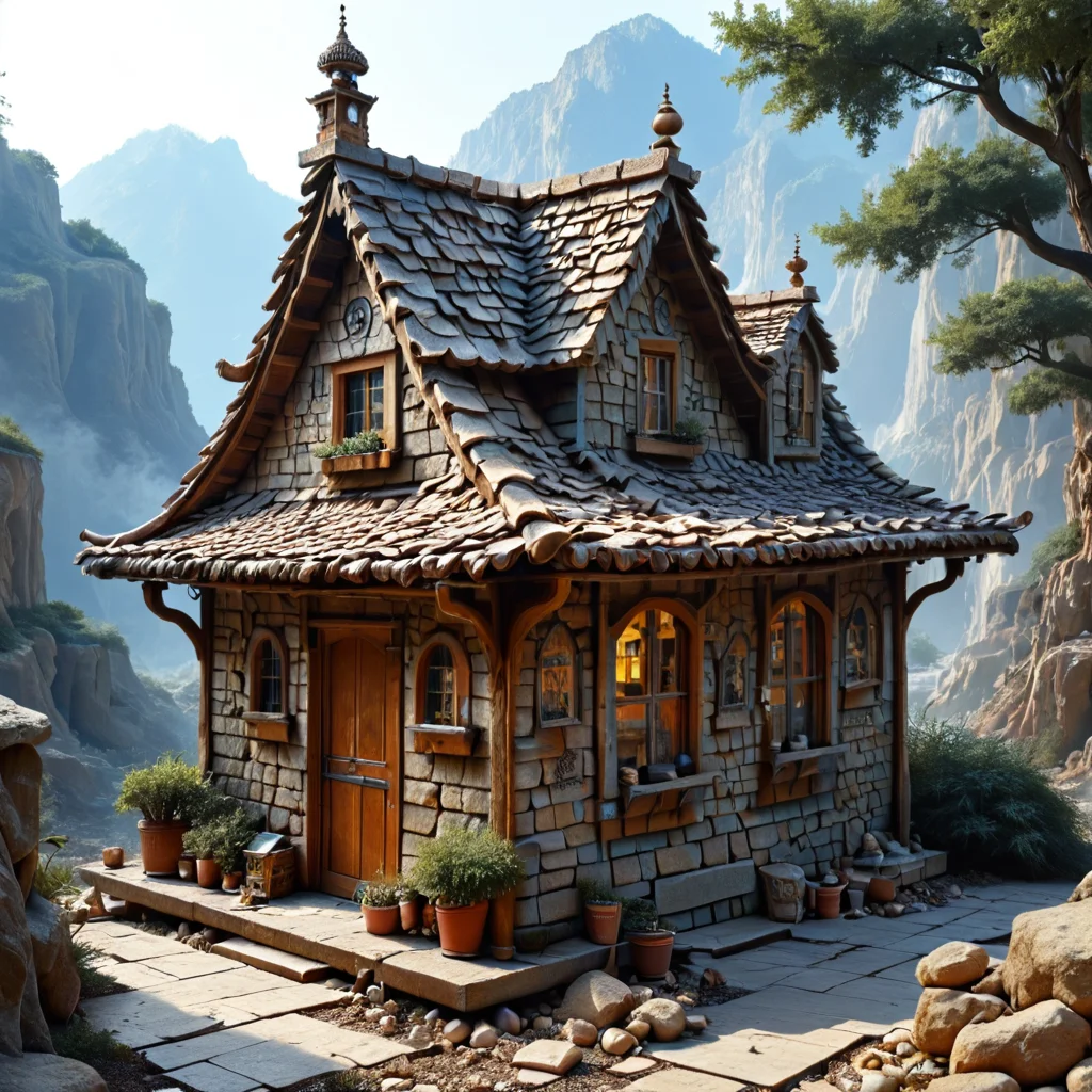 mad-shingles, <lora:Shingles_SDXL:0.7> (chips:0.1), perfect composition, (fairy made out of roof tiles:1.0), elaborate, (ultra realistic:1.1), detailed background, masterpiece, best quality, intricate, extremely detailed, intricate