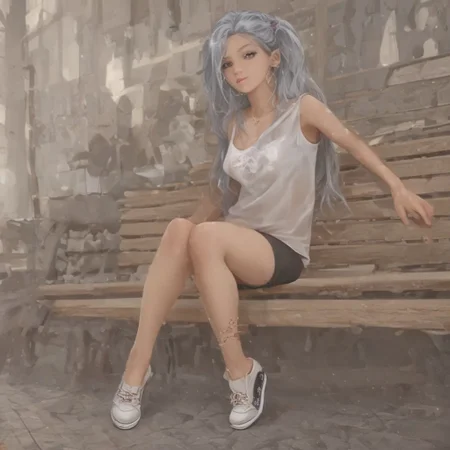 k-pop 1girl riding on the train, tan skin, korean asian girl, light blue hair, sitting on bench seat, goth slutty clothes, wearing converse sneakers, (one shoe off), (heel popping), feet on the floor, morning peak, teasing me with her foot, photorealistic, looking at viewer, flirt, perfect <lora:add-detail-xl:1>, Super see Through