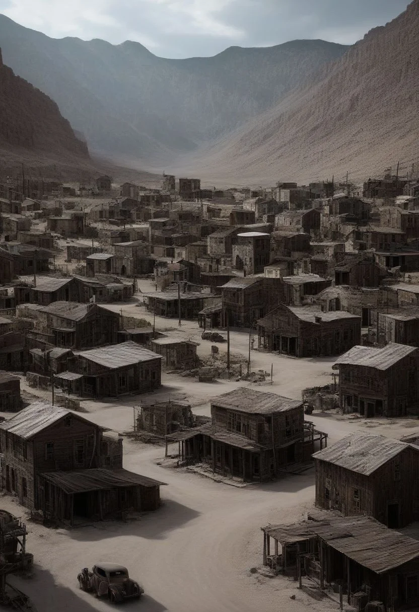 the ghost town, 8K, realistic, masterpiece,