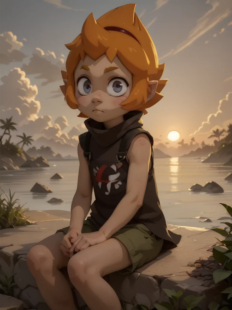<lora:PonyQuality_V3.3:0.8>,<lora:Wakfu_CharacterPackV02:1>,elely,<lora:2.5DRealistic:0.8>,realistic,solo,sitting,sunset,