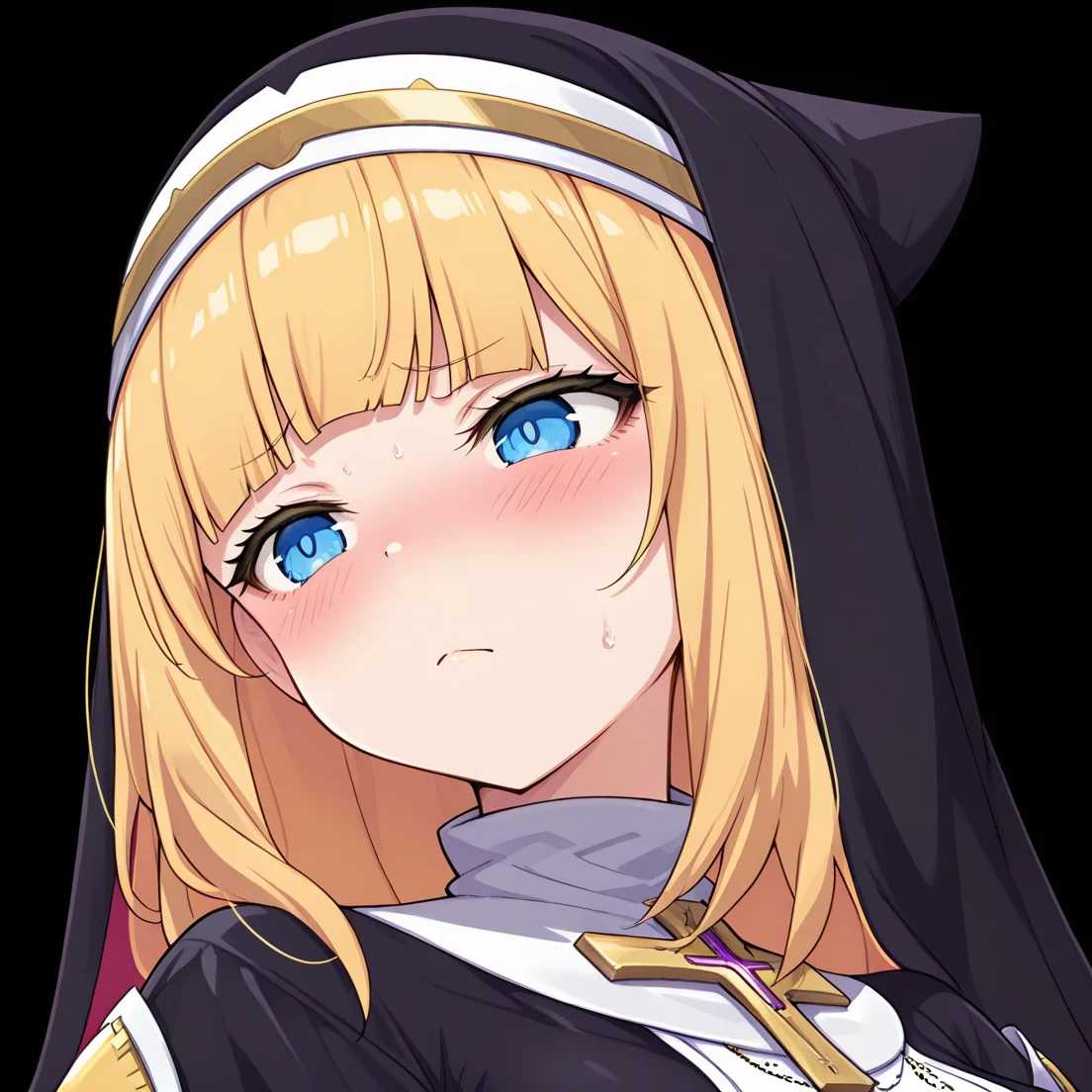 <lora:Exorcist_Girl_Charlotte__Mizuki_Konoe:1>
exorcistcharlotte,habit, solo, blush, simple background, closed mouth, black background, portrait
masterpiece,best quality,amazing quality,