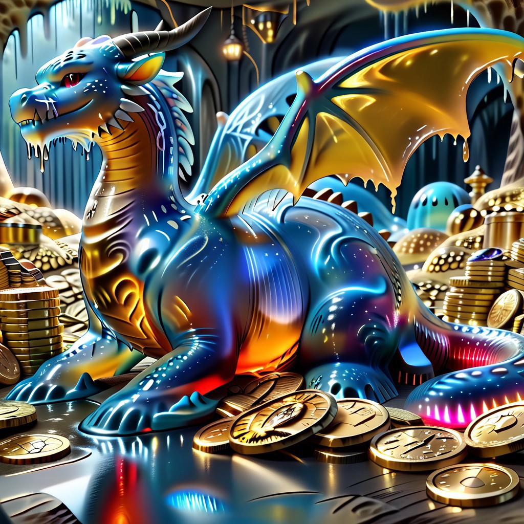 1dragon, highly detailed blue dragon, blue dragon made out of slime, scaly blue slime dragon, slime dragon with red eyes, blue slime dragon laying in its hoard, blue slime dragon with wings, dragon wings, 
multi-colored gems made out of slime, in a room of treasure made out of slime, gold coins and bars made out of slime, individual coins made out of slime, gold slime coins, piles of coins, 
treasure-room, treasure, gemstone, coins, gold bars, gold pile, 
everything made of slime, No simple background,
((translucent slime)), ((transparent slime)), (bioluminescent slime), sl1m3, slime, ais-blmn, watce, je11y, thickwater, great lighting, ral-lava, even lighting, no bright spots, saturated colors,