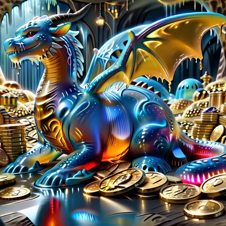 1dragon, highly detailed blue dragon, blue dragon made out of slime, scaly blue slime dragon, slime dragon with red eyes, blue slime dragon laying in its hoard, blue slime dragon with wings, dragon wings,
multi-colored gems made out of slime, in a room of treasure made out of slime, gold coins and bars made out of slime, individual coins made out of slime, gold slime coins, piles of coins,
treasure-room, treasure, gemstone, coins, gold bars, gold pile,
everything made of slime, No simple background,
((translucent slime)), ((transparent slime)), (bioluminescent slime), sl1m3, slime, ais-blmn, watce, je11y, thickwater, great lighting, ral-lava, even lighting, no bright spots, saturated colors,