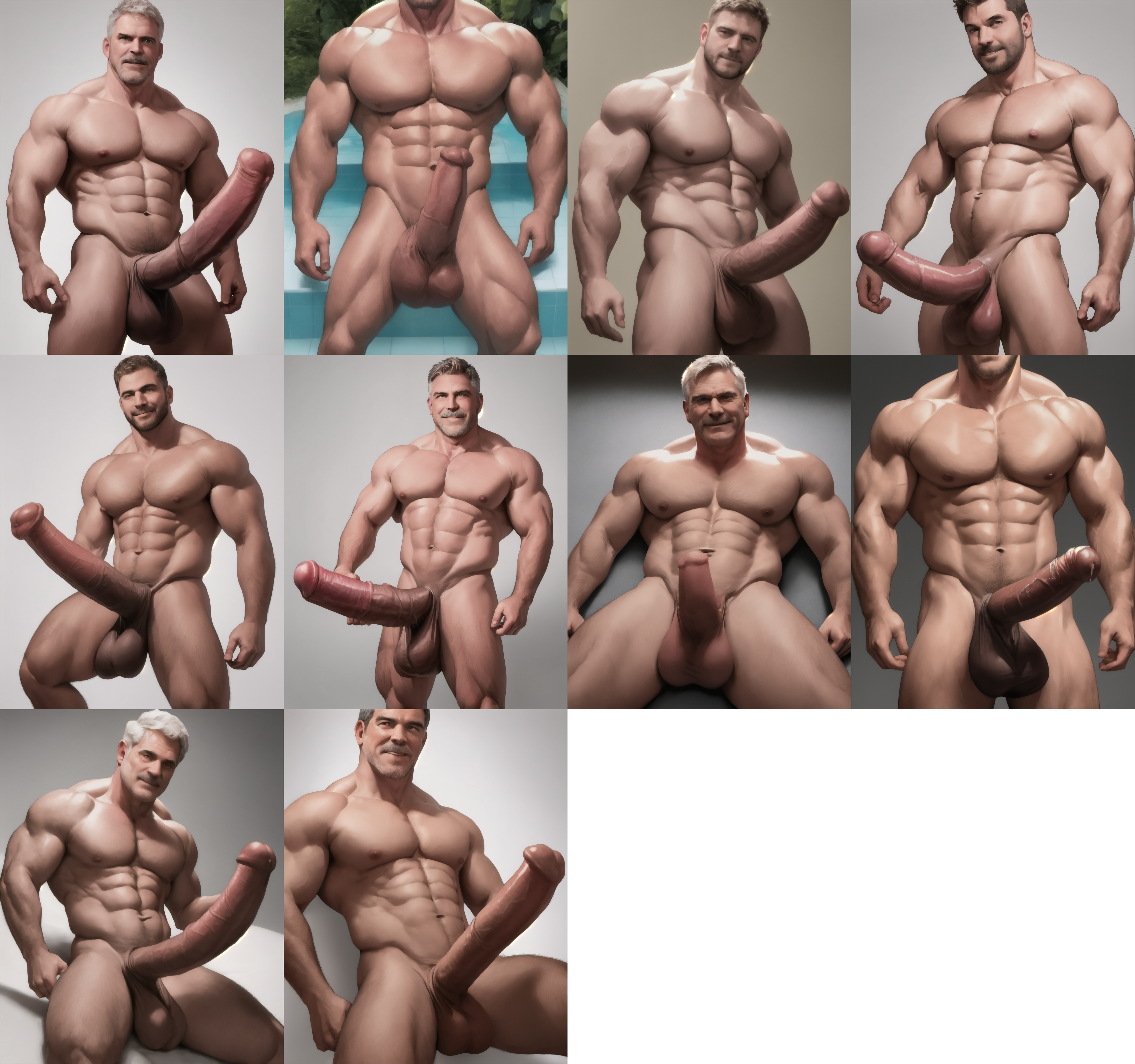 <lora:v2epoch01:0.2> just1n, realistic, daddy, mature, man, pectorals, just2n, nipples, handsome, navel, old, nude, <lora:v2epoch02:0.8> just1n, male focus, , mature, realistic, daddy,, nipples, just2n, pectorals, navel, old, nude, <lora:Erect Horse Penis v7.7:0.8> erection, penis, testicles, pink penis, cock sheath, huge penis, nude, flared tip