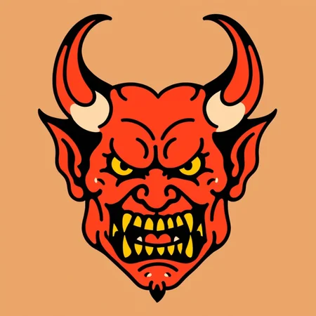 tcc_simple_illustration, limited palette illustration of a devil face <lora:Simple_Bold_Illustration:1.0>