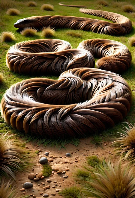 (photorealistic), no human, grassland, brown snake, made of w00kiee, (masterpiece), score_9