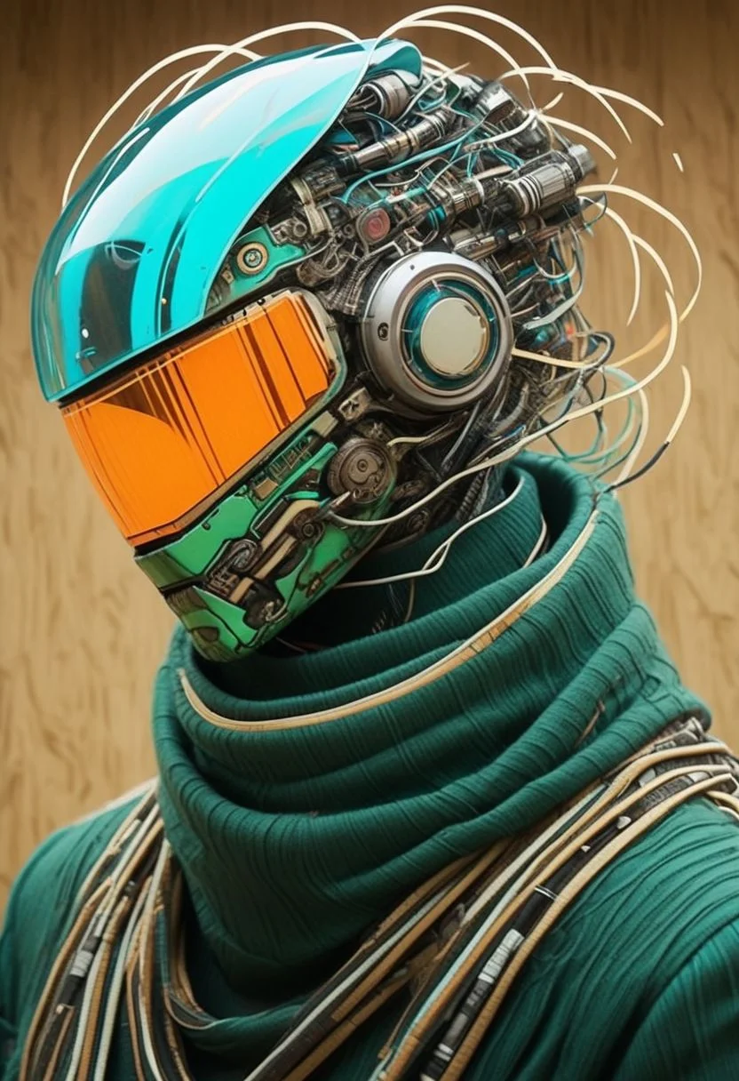 Made of bold perfect lines, Grignani, Made of lines, Striped By kentaro miura, Anime, bold lines, vivid fiery colors and Aura, wired-cyborg, mechanical parts, wires, cables, cyberpunk, Snake from Metal Gear Solid with a half robot face, outworn Pastell Linen scarf, high collar, , , cinematic composition, atmospheric haze, very detailed, flamboyant Wall Art, Cleavage,