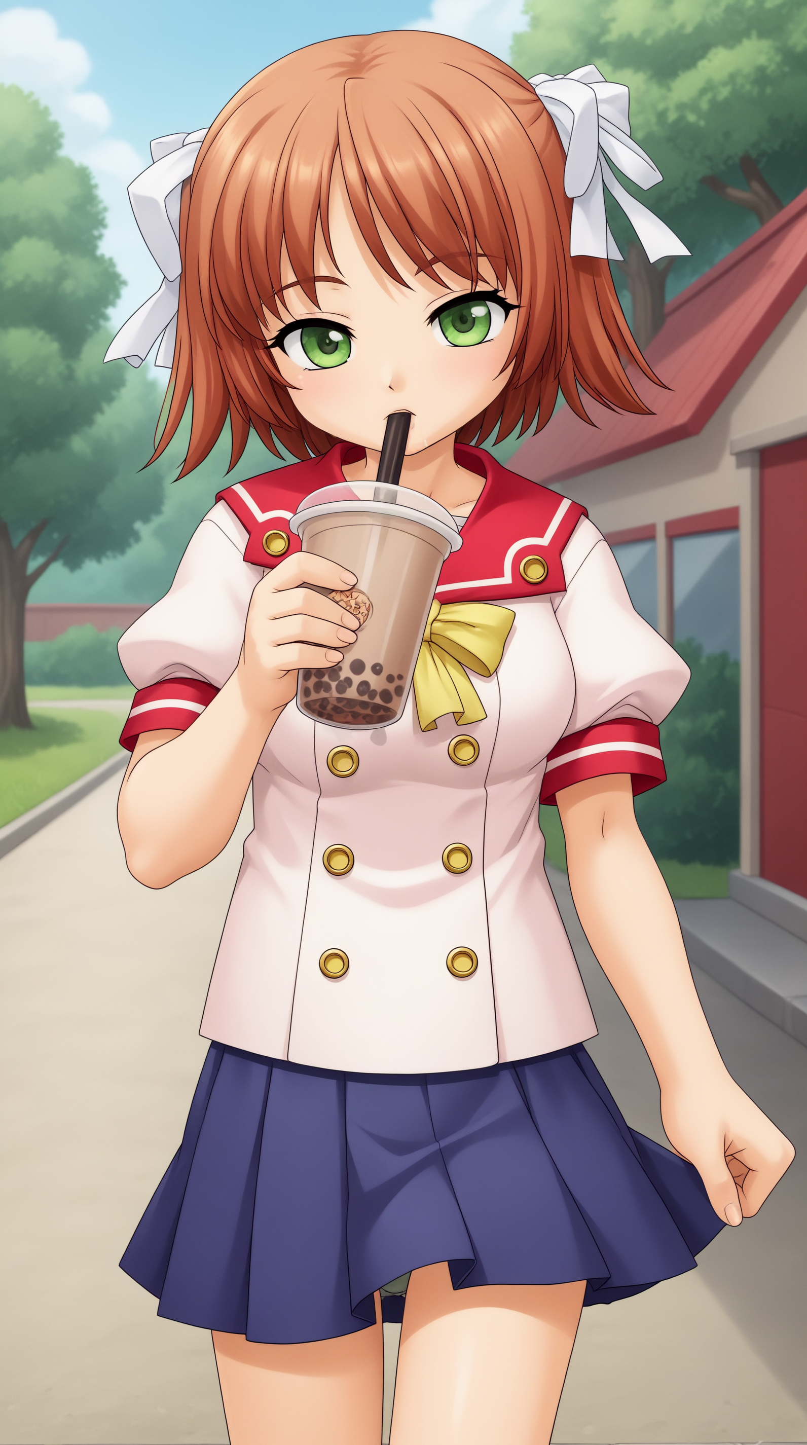 score_9, score_8_up, score_7_up,anime_source, source_anime, best background, detailed background, anime screencap, 4k, upscale,  Himekawa Yukino, Main Outfit, solo, drinking, bubble tea, walking, outdoors, day,   <lora:JN_Himekawa_Yukino_Pony:0.8>