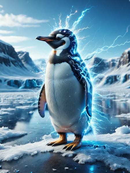 An ais-sparkz penguin, standing on the tundra <lora:Sparks_Style_SDXL:1>