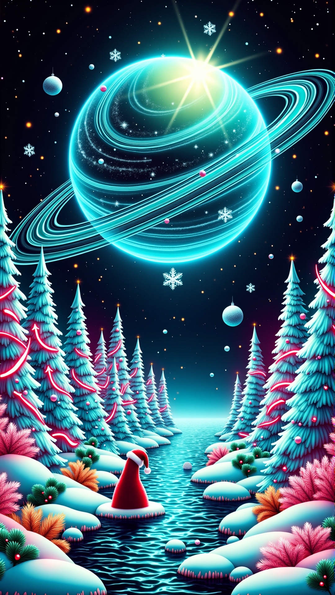 A (Neon:0.7) (Christmas:1.0) Style Chr457m45m3rg3D0nMN3M1C a white and Arab scientist studying the river ecosystem on Titan
<lora:Chr457m45m3rg3D0nMN3M1CFlux:0.9>