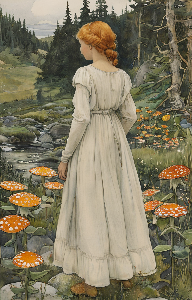 masterpiece,best quality,<lora:tbh142-sdxl:0.8>,indoor,illustration,style of Elsa Beskow,
