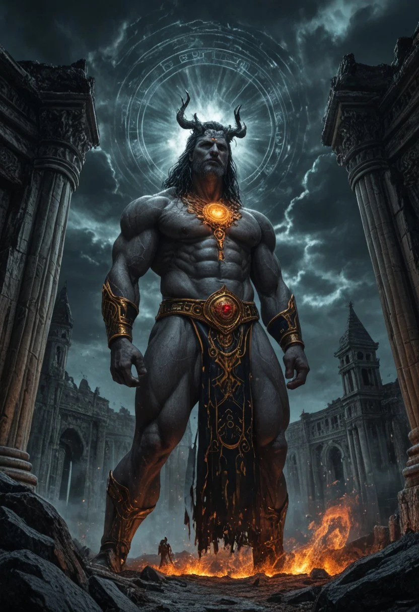 A breathtaking, ultra-detailed depiction of the Nephilim, the legendary giants of the ancient world. Towering over mortals, their colossal, battle-scarred bodies exude both divine power and an eerie, otherworldly presence. Their skin, etched with mystic runes, glows faintly under the stormy heavens, hinting at their celestial origins.
One Nephilim stands at the forefront, his piercing, luminous eyes reflecting both wisdom and sorrow. His face is a fusion of angelic beauty and brutal strength, framed by long, wild hair. Muscles like carved stone, veins like rivers of molten gold, he grips an ornate, oversized weapon—a relic from a forgotten age.
The ruined landscape around them tells of a world shaped by their battles. Scattered ruins, shattered monoliths, and the remnants of long-lost civilizations lay beneath their feet. The air is thick with tension, as if the very ground trembles beneath their presence.
In the distance, a celestial glow pierces through the dark clouds—a divine force watching. Are the Nephilim fallen warriors, tragic exiles, or vengeful demigods? The mystery lingers in their haunting, godlike gaze.
Epic cinematic lighting, hyper-realistic textures, dark fantasy, ancient mythology, towering giants, ethereal atmosphere, divine vs. mortal, ultra-detailed environment