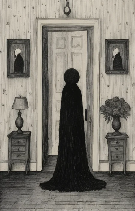 masterpiece,best quality,<lora:tbh276-sdxl:0.9>,illustration,style of Edward Gorey decaying peonies