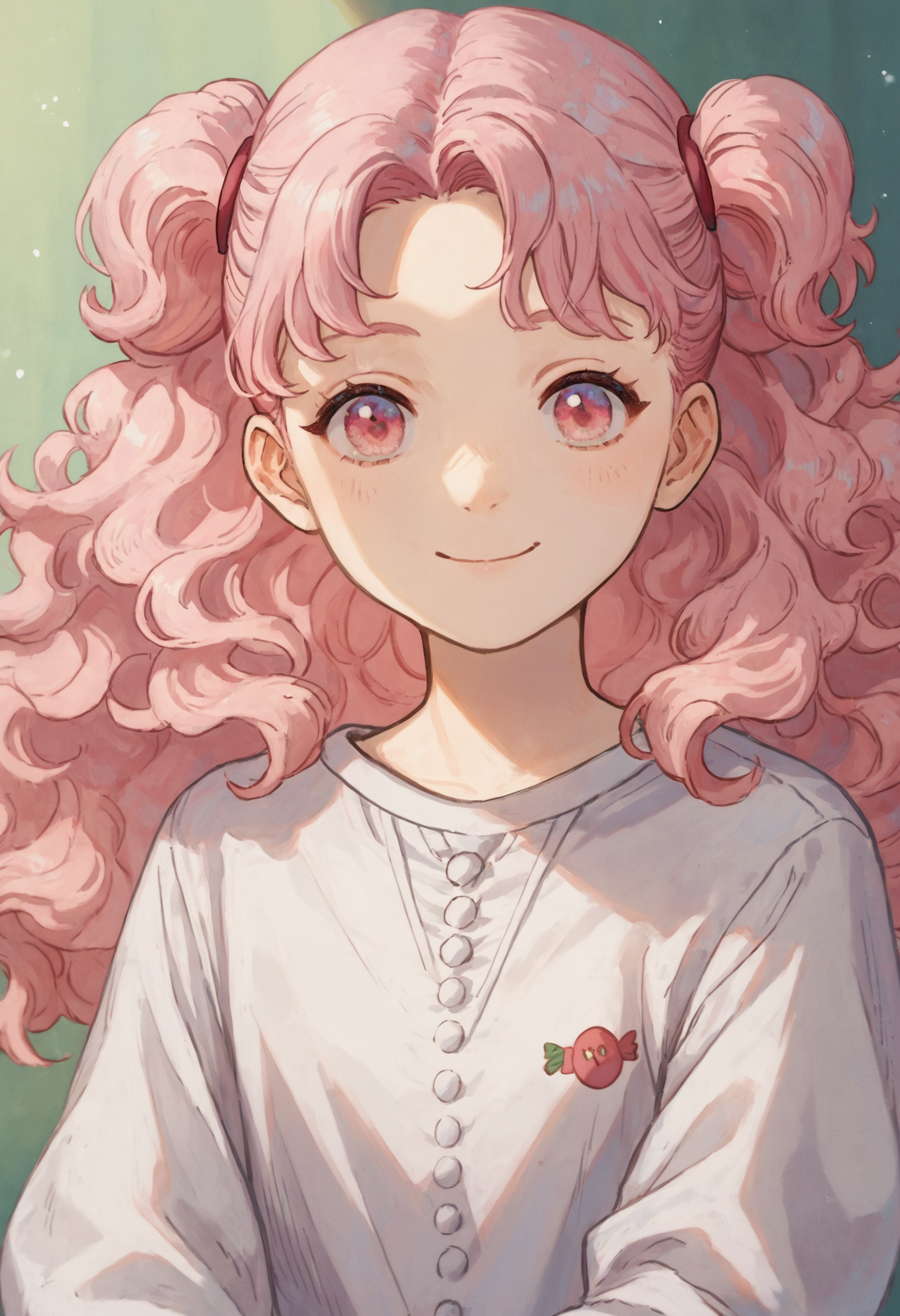 score_9, score_8_up, score_7_up, 1girl tetia pink hair pink eyes long hair wavy hair, light smile, white shirt
<lora:witch_hat_atelier_2:1>