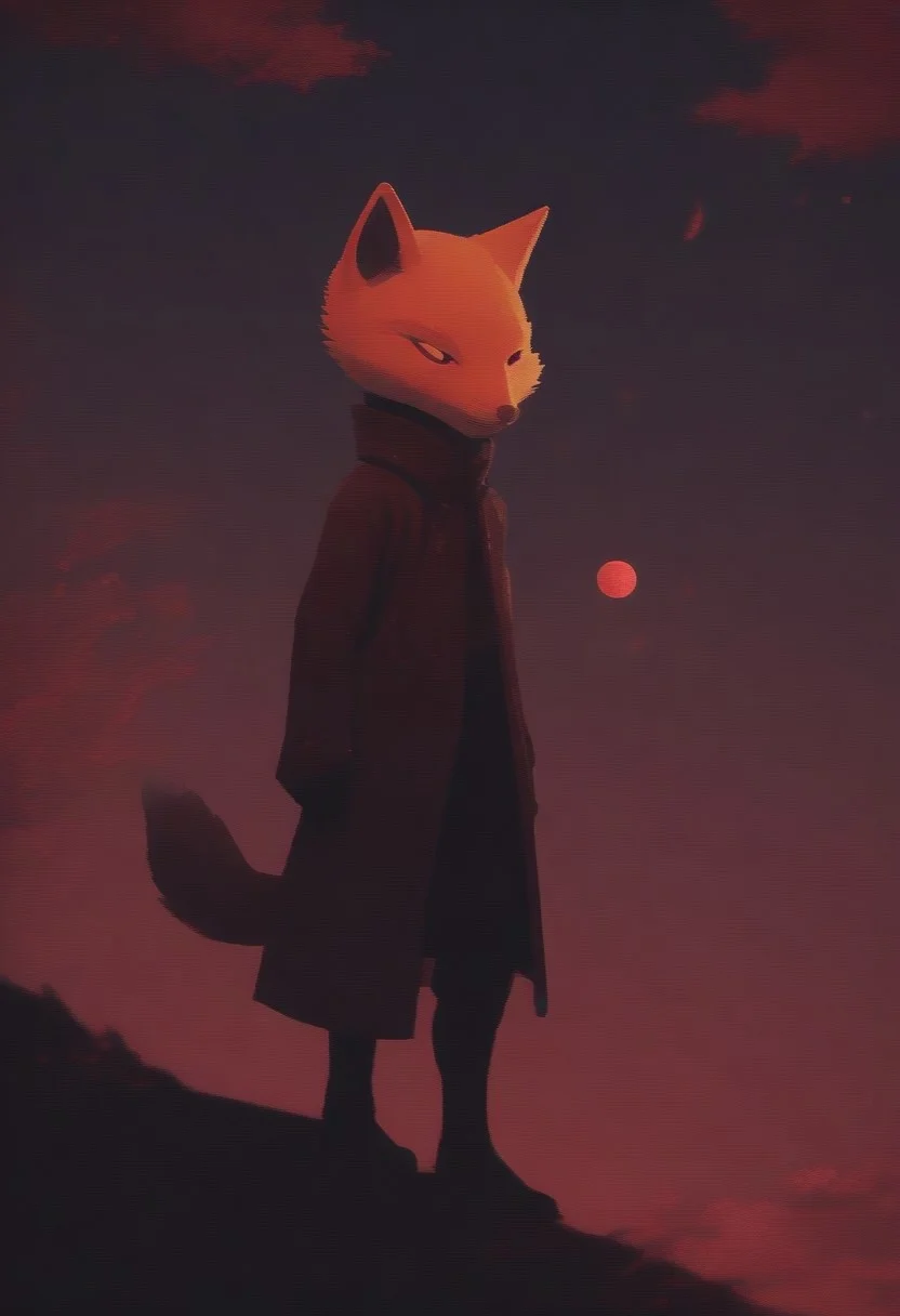 <lora:Alien_World:0.6>, shadowy kitsune trickster wearing a fox mask, mid-leap over temple rooftops, warm lantern glow, cherry blossom petals swirling in the night air, cinematic colors, sharp focus, fantasy game concept art, dynamic pose, visible brush strokes, depth of field, fixl-art