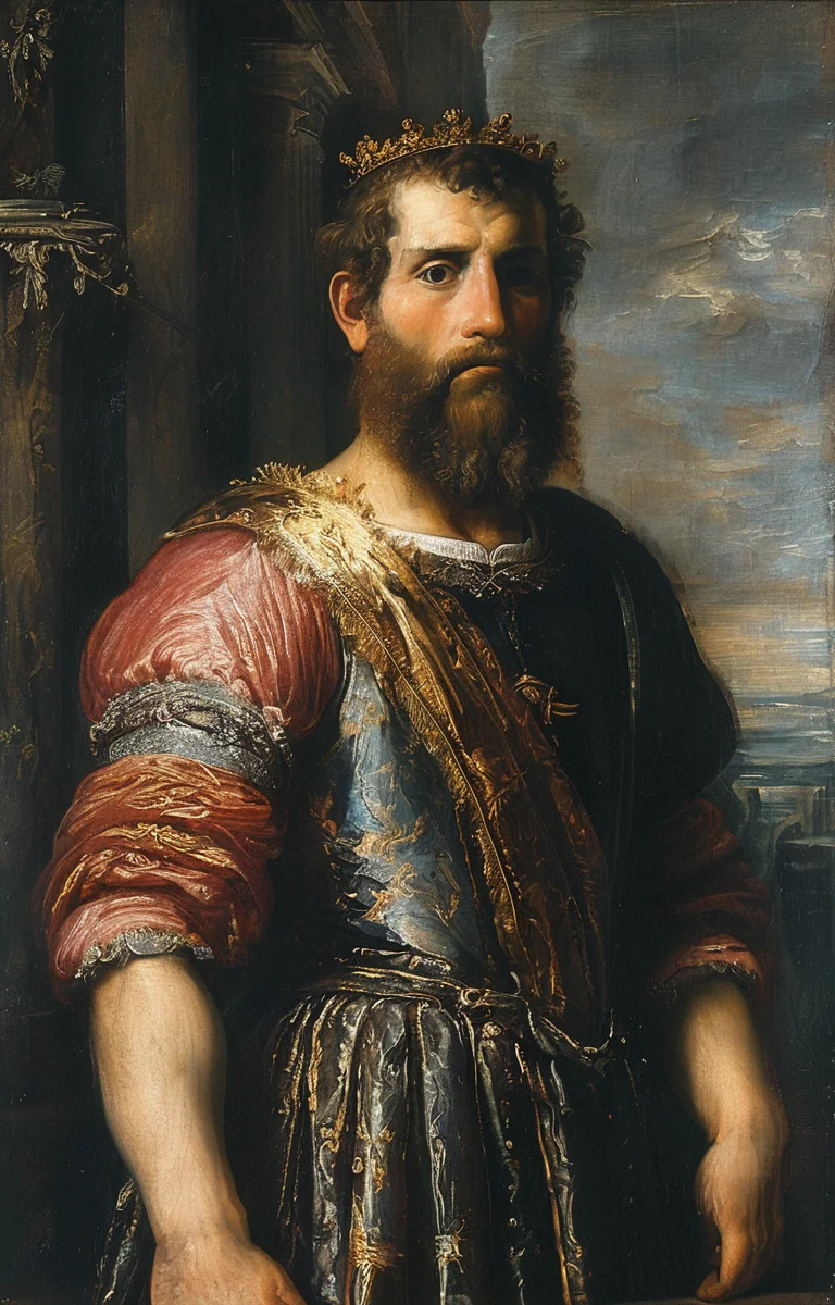 masterpiece,best quality,<lora:tbh195-sdxl:0.9>,illustration,style of Titian, portrait of noble man