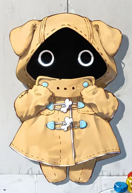 score_9, score_8_up, score_7_up, ((((sdgs4by zuppu11)))), wowmaf, 1other, cute, yellow windbreaker, black eyes, black face, solo, full body, zPDXL3