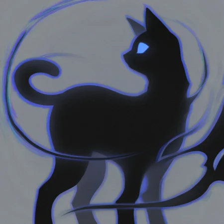 shadow_cat, black cat, silhouette, shadow energy, blue sclera, no pupils, profile, standing, solo, white background