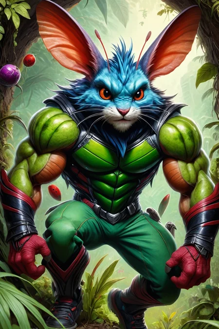 ultra-fine digital painting of a madpunk muscular <lora:anthro_muscular:0.7> anthro Cricket (Peeking through foliage, mysterious allure) at Hollow asteroid colony housing hidden society, super detail, ultra-realism, <lora:xl_more_art-full_v1:0.3>, <lora:madpunk:0.6> , <lora:EnvyFeverDreamXL01a:0.7>