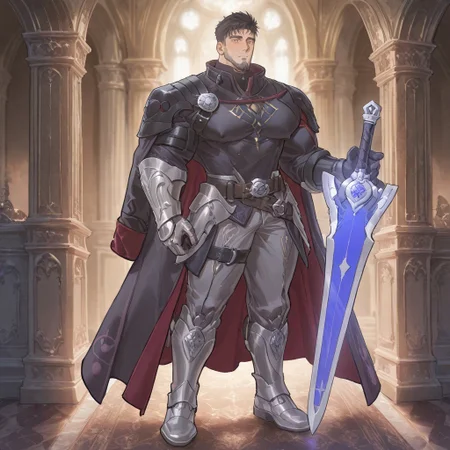 <lora:Dios_Alchemist_Code-000004:.5> tagatamedios, 1boy, mature male, middle hair, coat, shirt, covered nipples, armor, pants, belt, shoes, sword, standing, in mansion,
(very short hair, beard, bara, mature, facial hair, stubble, beard, full beard, sideburn, beard, a lot of beard, ), facial hair,male focus, muscular male, muscular male, bara, mature,  bara, mature, aixiwuganda_(20222192), very awa, masterpiece, best quality, absurdres, newest, perfect quality, detailed background, intricate details,
<lora:slider_Body Type_alpha1.0_rank4_noxattn_last:3><lora:Anime Summer Days 2 Style SDXL_LoRA_Pony Diffusion V6 XL:.6><lora:slider_cfg_scale_boost:.7><lora:Artist6p:.55>, Artist6p, Artist04p,<lora:slider_il_brightness_slider_d1:-1><lora:slider_il_contrast_slider_d1:-1><lora:slider_DarkSlider1.2_alpha1.0_rank16_full_300steps:-.6>