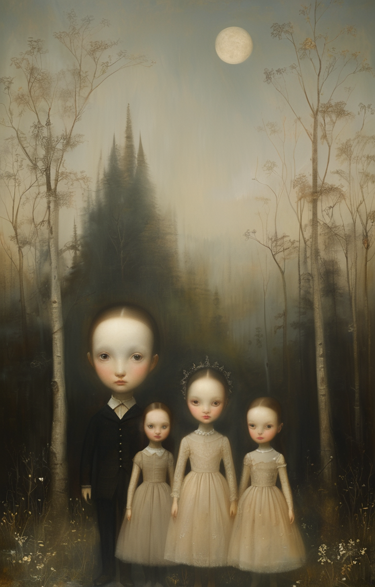 masterpiece,best quality,<lora:tbh278-sdxl:0.9>,illustration,style of  Stephen Mackey, portrait of family