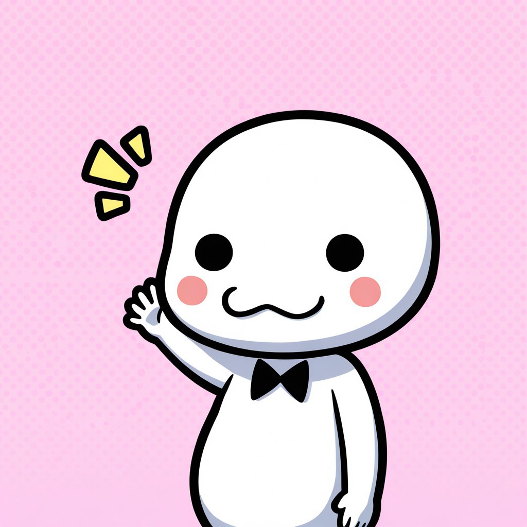 ch0rus_RH, 1boy, solo, no nose, white skin, solid circle eyes, black eyes, :3, smile, masterpiece, absurdres, amazing quality, ultra-detailed, best quality, miniperson, short, no humans, chibi, black bowtie, nude, upper body, blush stickers, hand up, waving, perfect hand, 5 fingers, slightly chubby, 
BREAK 
simple background, polka-dot background, rainbow colors, detailed shading,