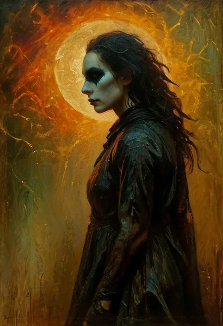(((closeup painting))) of a female, crouched in an alley, harlequin makeup, tear streaked face, makeup running, brush strokes, impressionistic, (((dream the crow black dream))), horrifically captivating beauty, enticing the viewer closer, painted in style of clive barker, inspired with hellraiser like design, dark shot, shadows, dim light , dark light, red and black theme, cold city street, pouring rain, despair, revenge
BREAK
Dutch angle, unique perspective, dramatic lighting