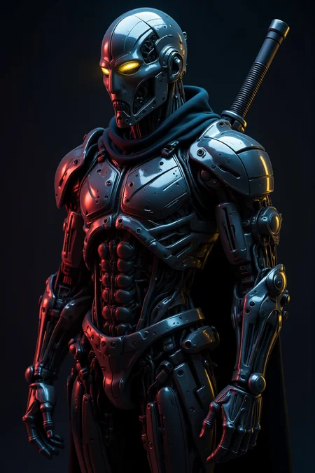 Dramatic Spotlight Lighting, 8K, Anatomically Correct, Contemporary Style, Futurism Style, Environmental Portrait, Cyberpunk Setting, Dystopian Setting. (Knight:1.2).