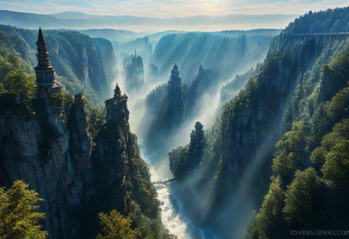 towers ringed in mist, sunrays, mixed media, surrealism, fantasy, great lighting, A surreal landscape highly detailed, extremely high-resolution details, appears trapped in an optical illusion of reflections and refractions colorful, Zhangjiajie mountains,  Vienna in contemporary Austria, stone bridges, winding rivers extending to the horizon, professional photography, natural lighting, volumetric lighting maximalist. vivid, vibrant colors, intricately detailed, complex, elegant, expansive, fantastical, film photography style, medium grain, cmnt
 (8k uhd:1,4)
 <lora:add-detail-xl:1>
 <lora:Dynamic Poses:1>