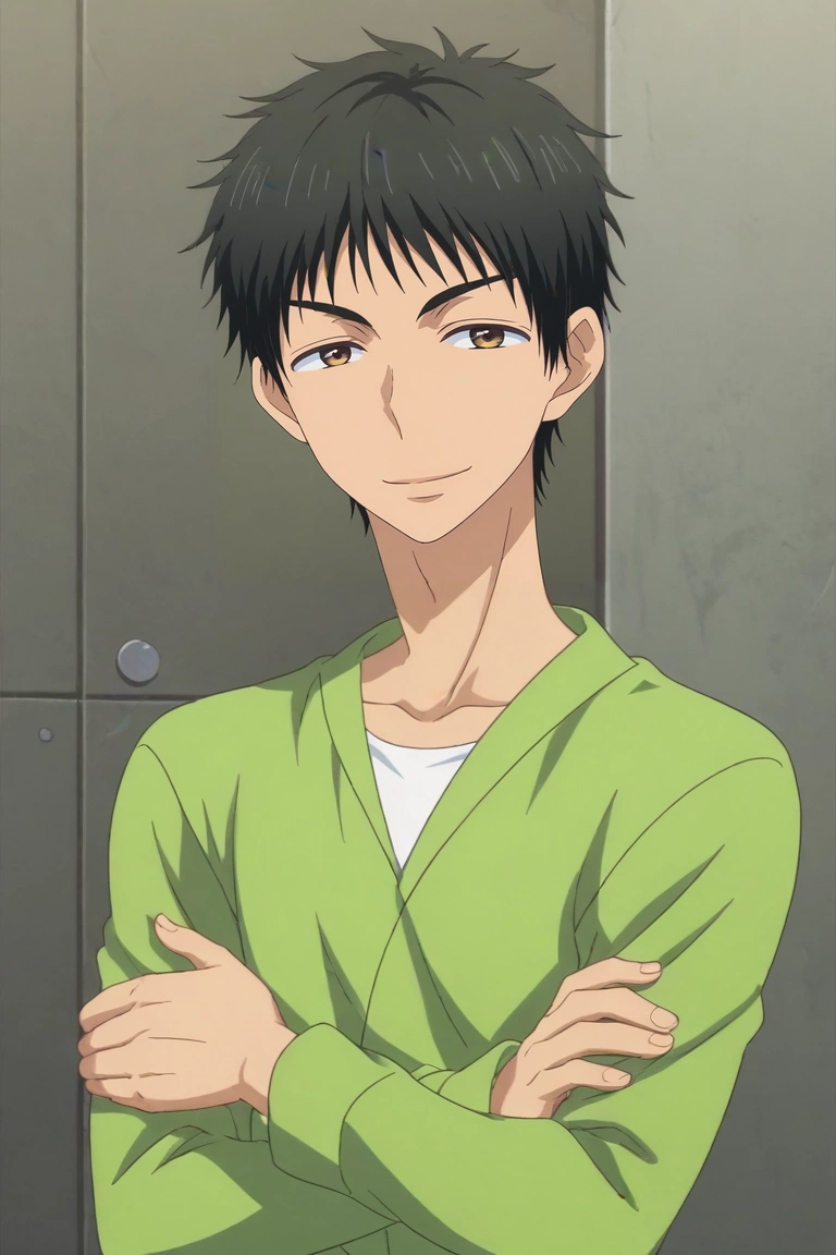 score_9, score_8_up, score_7_up, , rating_safe, , anime screencap, anime coloring, official style, looking at viewer, , 1boy, solo, male focus, <lora:yuusuke_igarashi_pony:0.78>, yuusuke_igarashi, black hair, brown eyes, short hair, symmetry, times square, noon, arms under breasts, half-closed eyes, smile, fairy tale costume, <lora:sdxl_lightning_8step_lora:1>