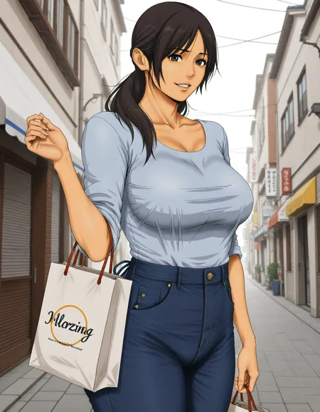 1girl, gc_yr, blue shirt, jeans, smile, outdoors, shopping bag,
backlighting, photorealistic,
masterpiece, best quality, amazing quality, very aesthetic, absurdres, newest, scenery, volumetric lighting, colorful, dynamic angle, depth of field, focused subject,
<lora:NoobV065sHyperDmd:1> <lora:GC-yr:0.9>