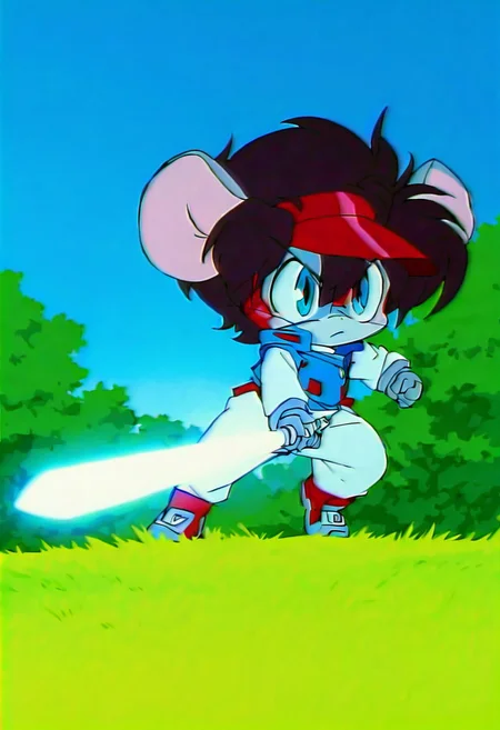 <lora:etoran.il:1>,
etoran,
bakumaru,
action pose,
solo,
white lightsaber,
blue vest, white jumpsuit,
chibi, simple boots,
BREAK
grass, forest,, high quality, best quality,
