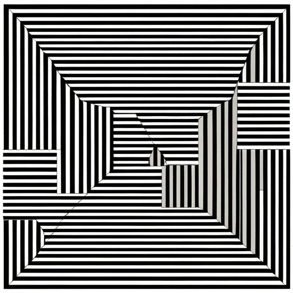 (triangle:3) made of stripes Le Parc  with a black and white design abstraccion geometrica  <lora:LeParc_AI_LoRA_XL_v2.1:1>