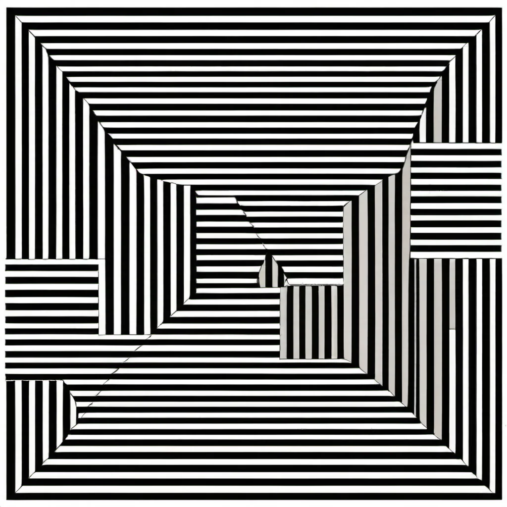 (triangle:3) made of stripes Le Parc  with a black and white design abstraccion geometrica  <lora:LeParc_AI_LoRA_XL_v2.1:1>