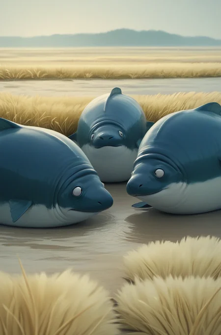 score_9, score_8_up, score_7_up, source_anime, <lora:Round animal:0.9> animal focus, no humans, outdoors, grass, fish