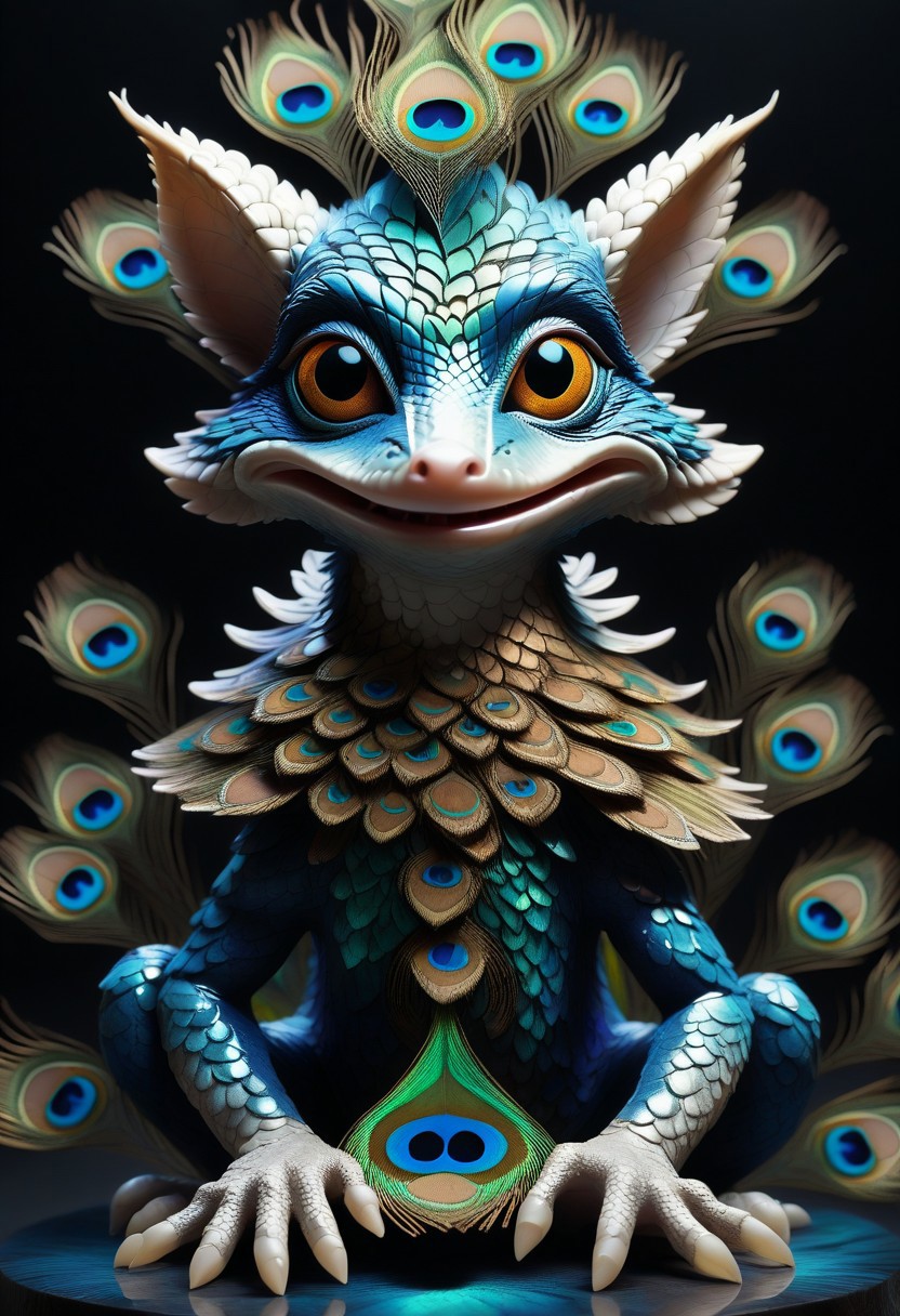 (a Devolved_kobold with a Peacock friend), sparkle eyes, smile, excited, masterpiece, best quality, good quality, newest, sn4k3
